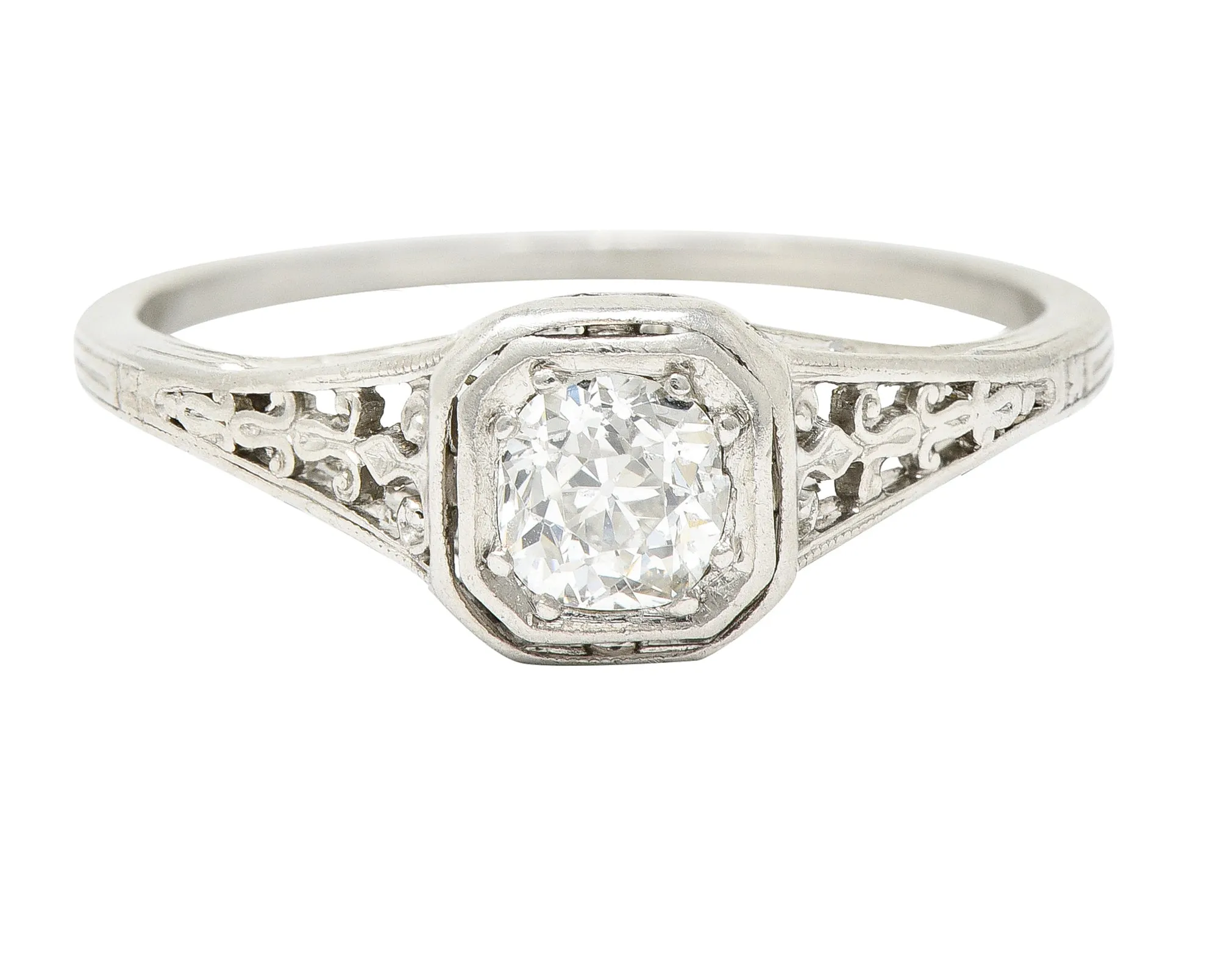 Jones & Woodland 0.35 CTW Old Mine Diamond Platinum Engagement Ring