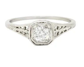 Jones & Woodland 0.35 CTW Old Mine Diamond Platinum Engagement Ring