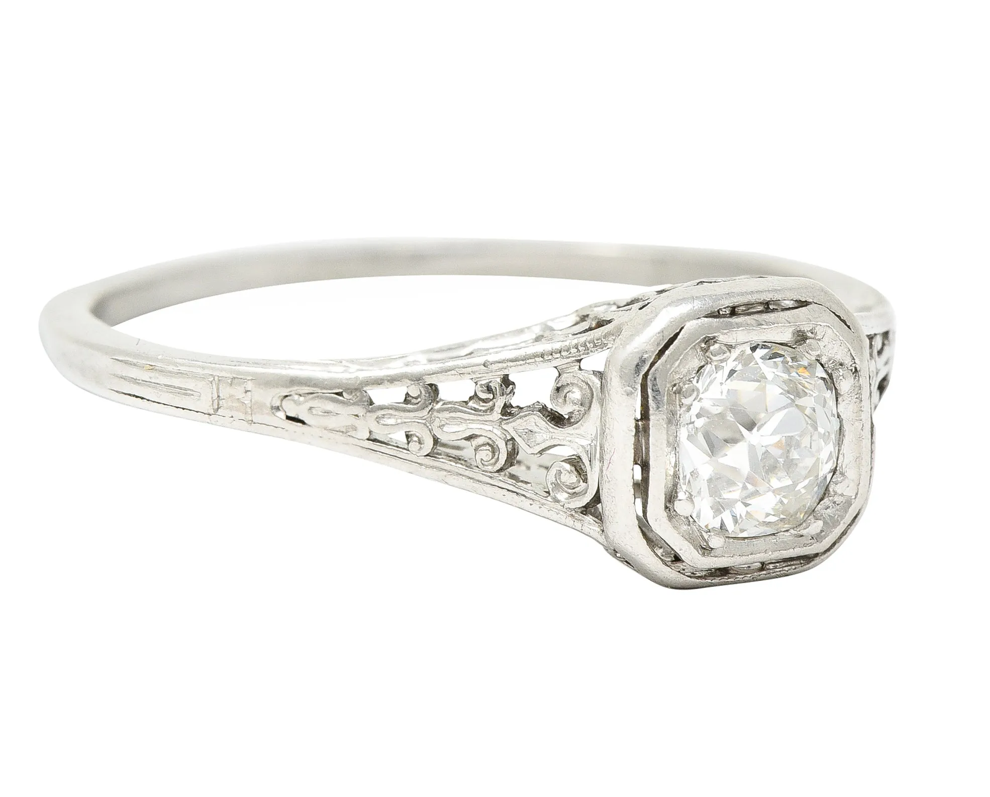 Jones & Woodland 0.35 CTW Old Mine Diamond Platinum Engagement Ring