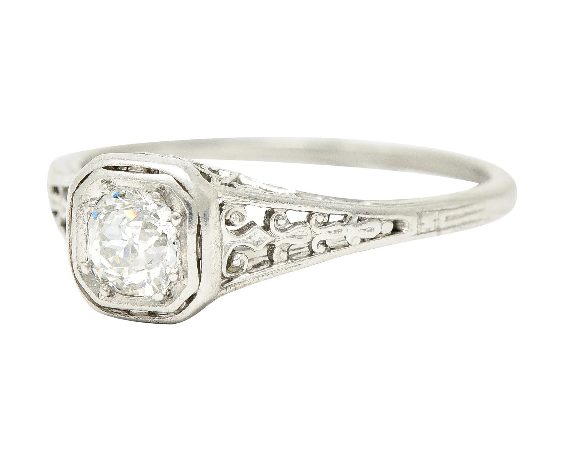 Jones & Woodland 0.35 CTW Old Mine Diamond Platinum Engagement Ring