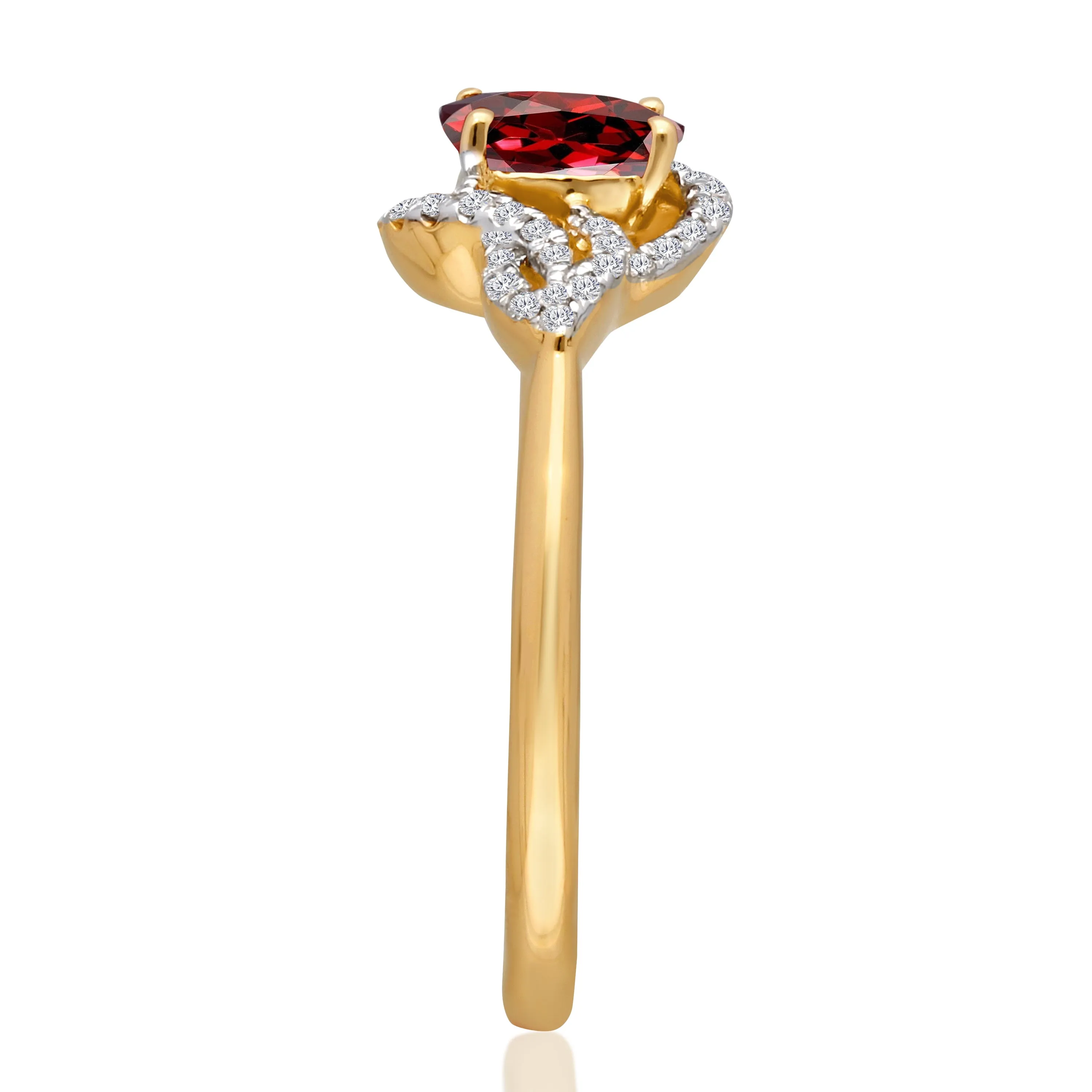 Kallati Heirloom Oval Twist Ruby & Diamond  Engagement Ring in 14K Yellow Gold