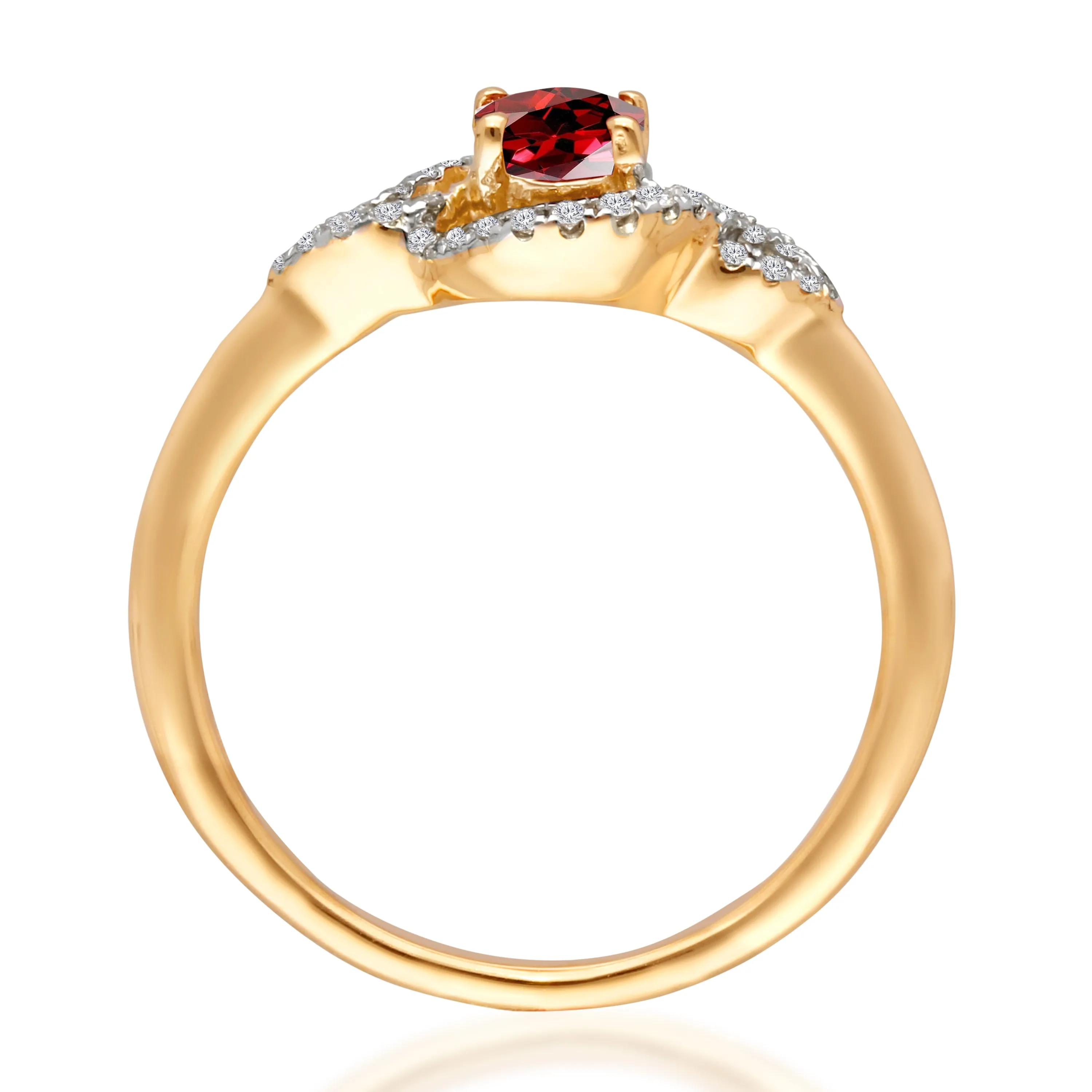 Kallati Heirloom Oval Twist Ruby & Diamond  Engagement Ring in 14K Yellow Gold