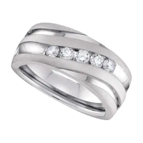 Keene Jewelers 10k White Gold Mens Round Diamond Wedding Anniversary Band Ring 1 Cttw