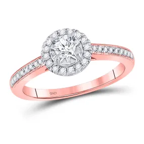 Keene Jewelers 14kt Rose Gold Round Diamond Solitaire Bridal Wedding Engagement Ring 3/8 Cttw