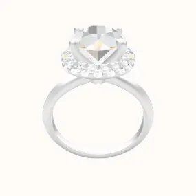 Knife Edge Engagement Ring With V Prong Halo Head