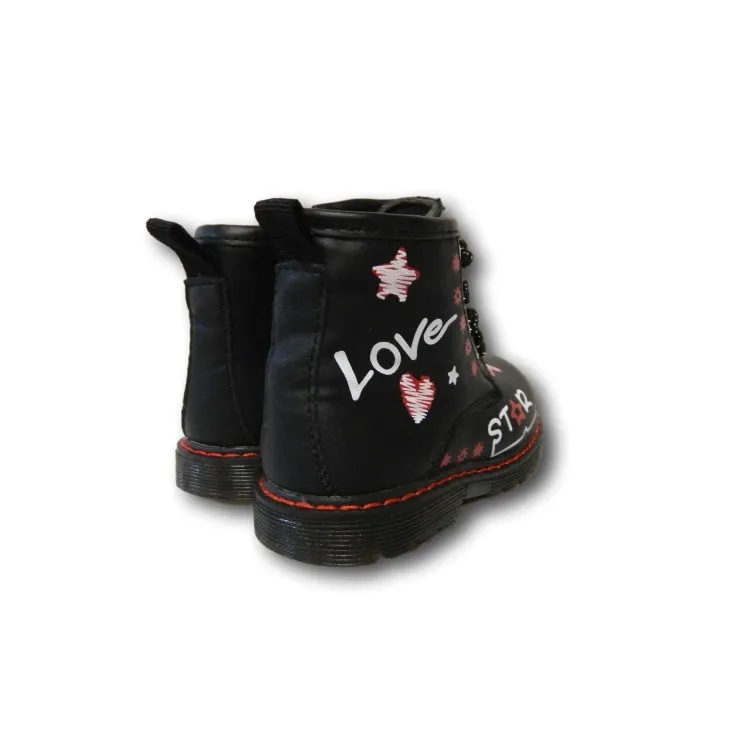 Love Details LOV9526 Stivaletti Bambina Anfibi Primi Passi Nero