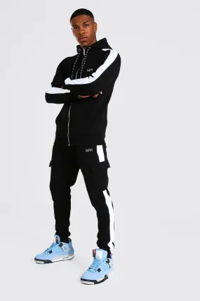 Man Muscle Fit Tracksuit With Cargo Pocket