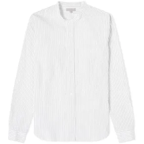 Margaret Howell Button Through Collarless ShirtWhite & Black