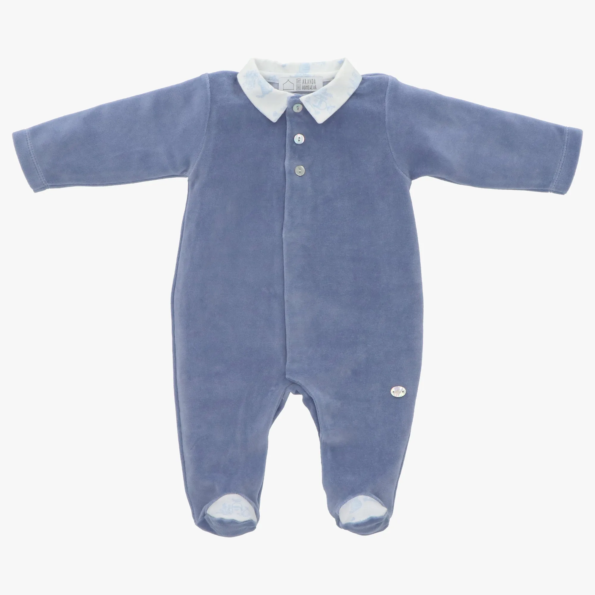 Martin Aranda Boys Collared Velour Footie