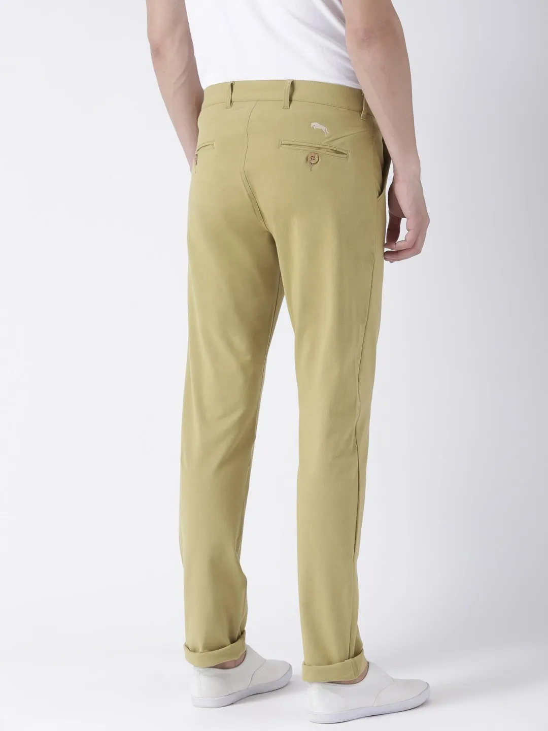 Men Khaki Slim Fit Solid Chinos