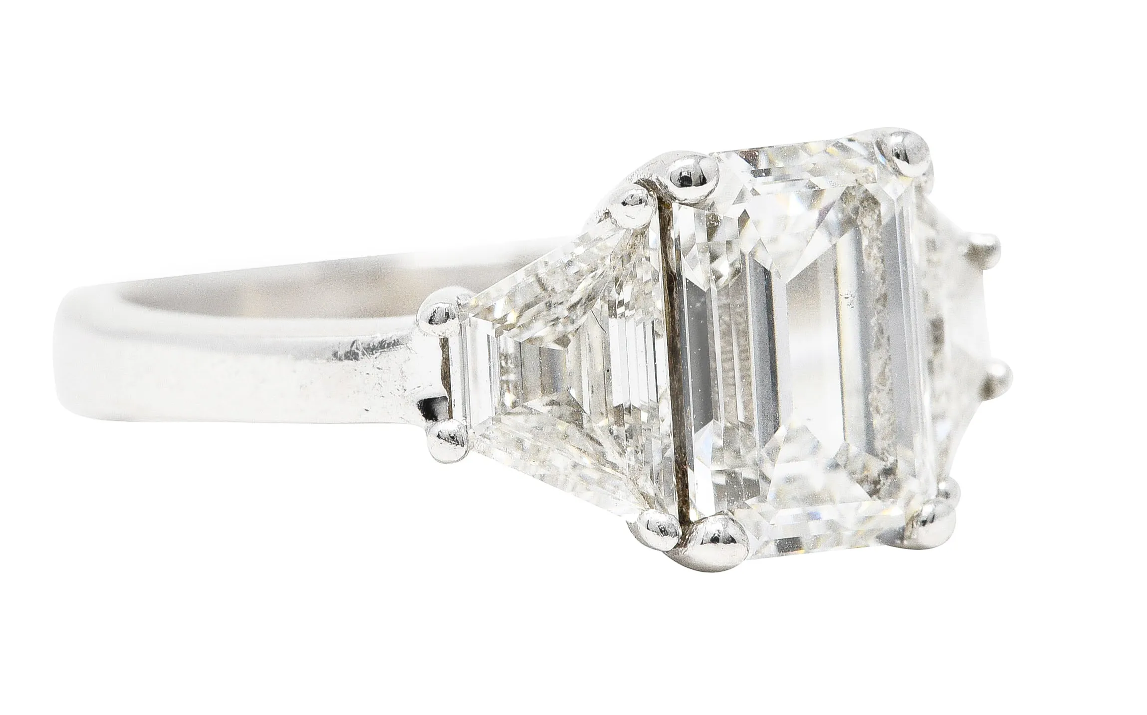 Mid-Century 2.51 CTW Emerald Cut Diamond 14 White Gold Engagement Ring GIA