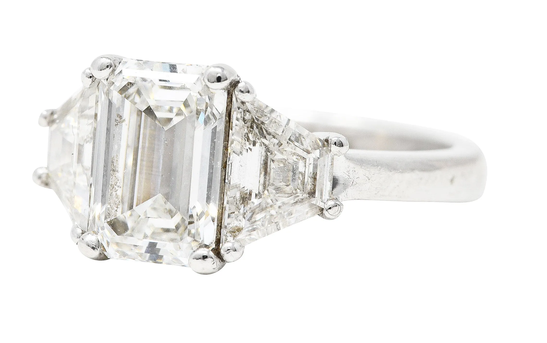 Mid-Century 2.51 CTW Emerald Cut Diamond 14 White Gold Engagement Ring GIA