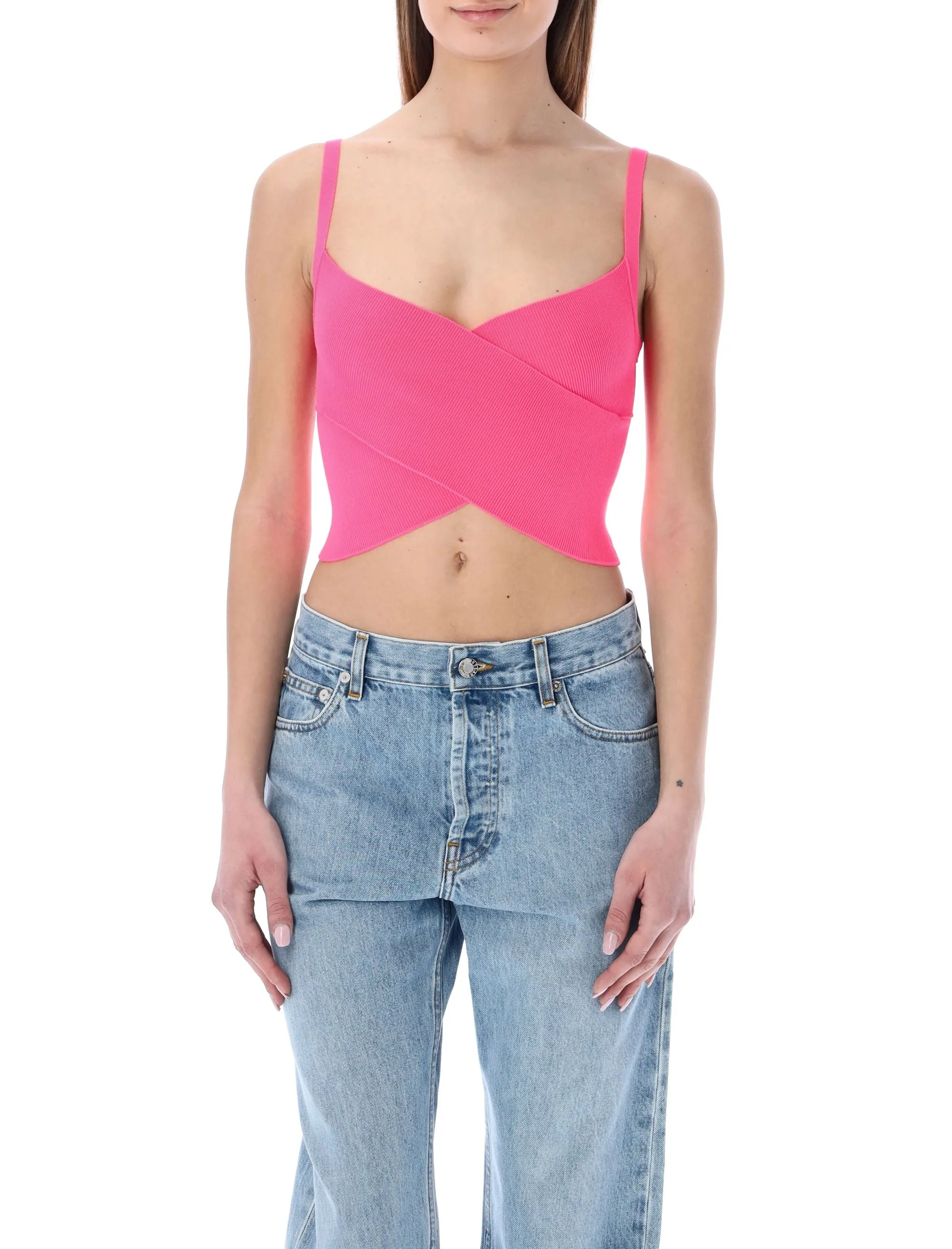 MSGM Crossover Strap Crop Top