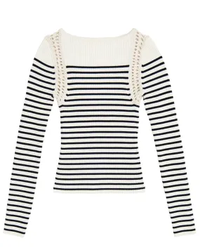 Navy and Bone Stripe Isa Top