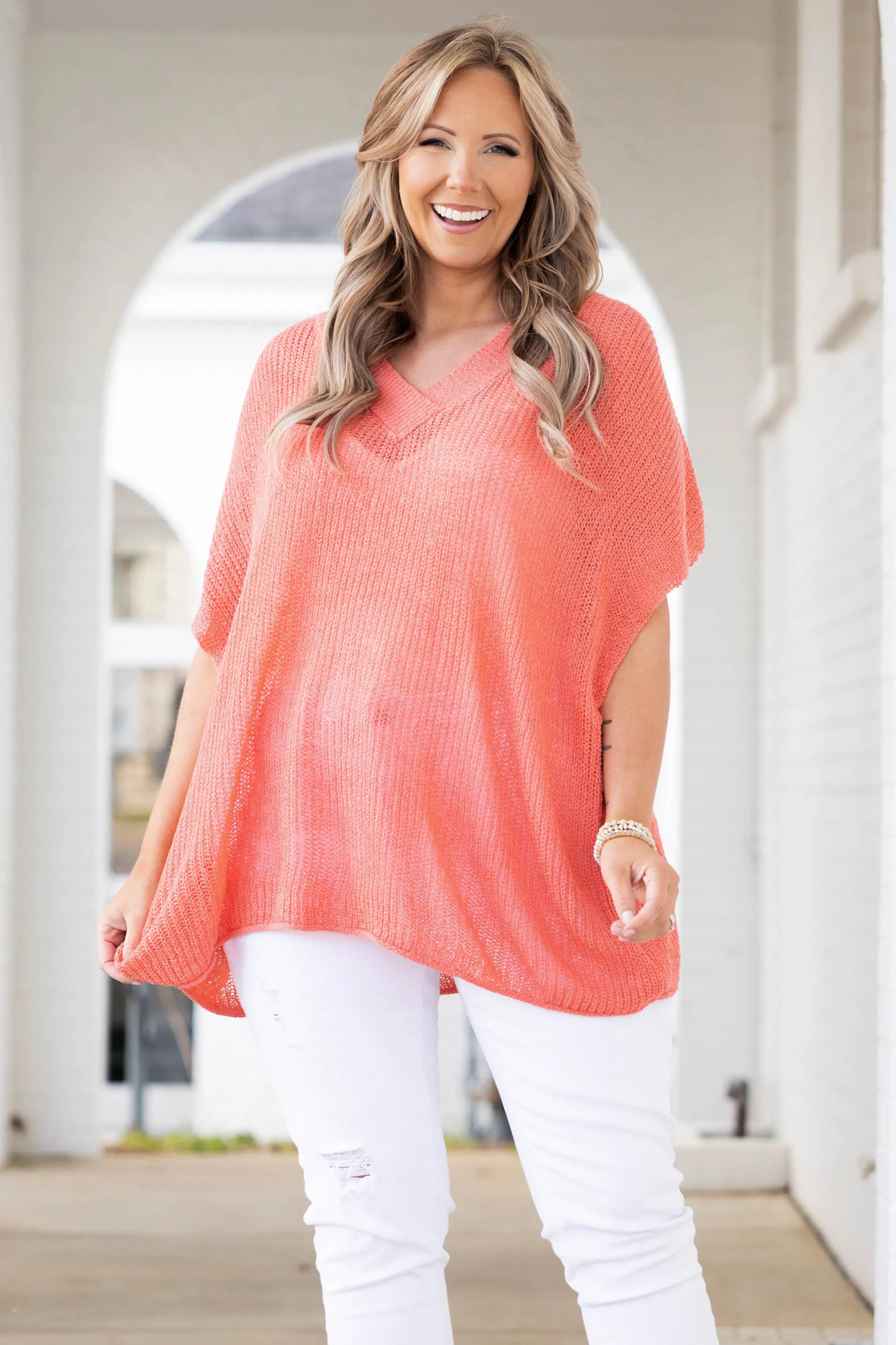 Nothing But Beauty Top, Deep Coral