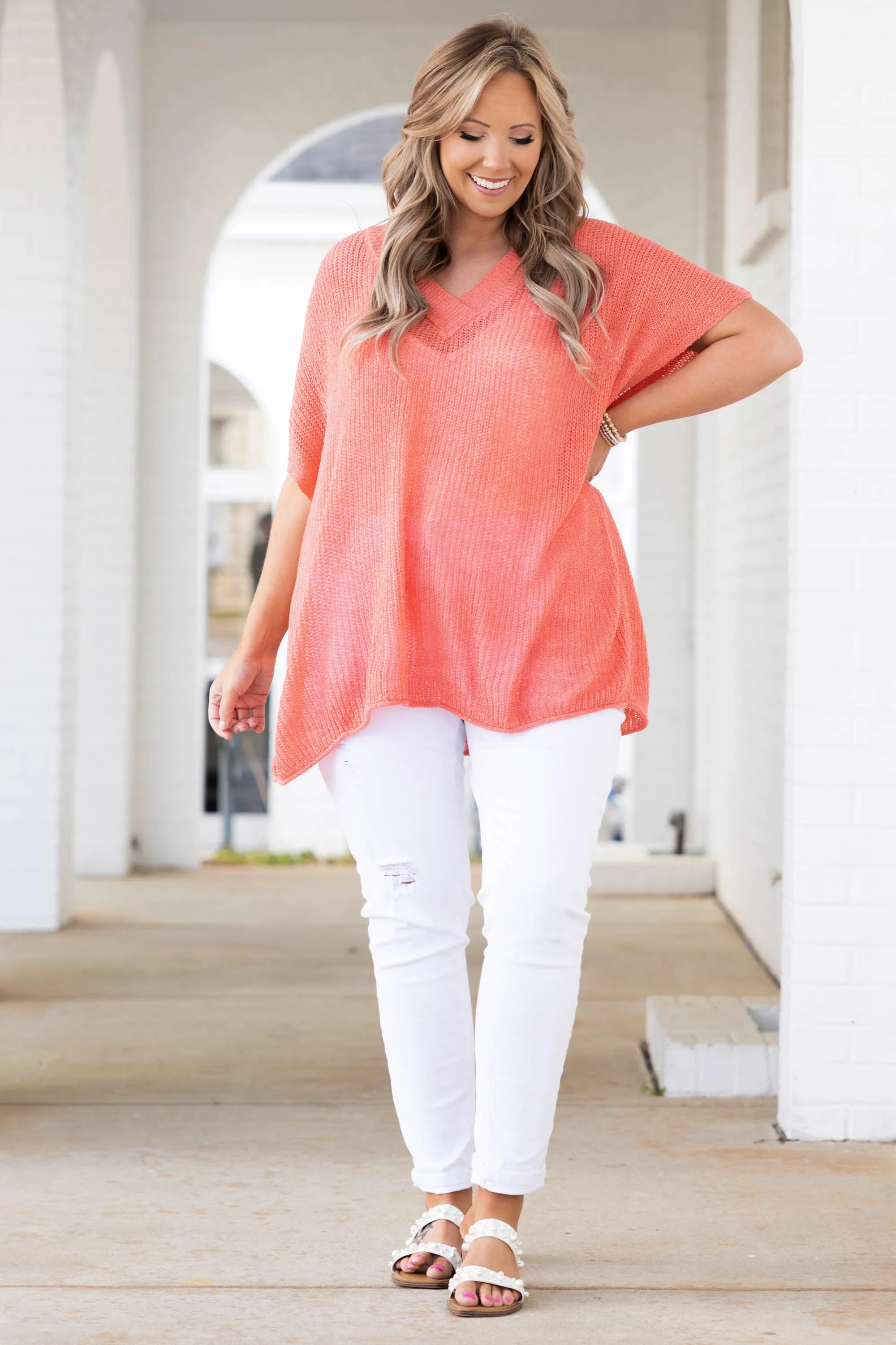 Nothing But Beauty Top, Deep Coral