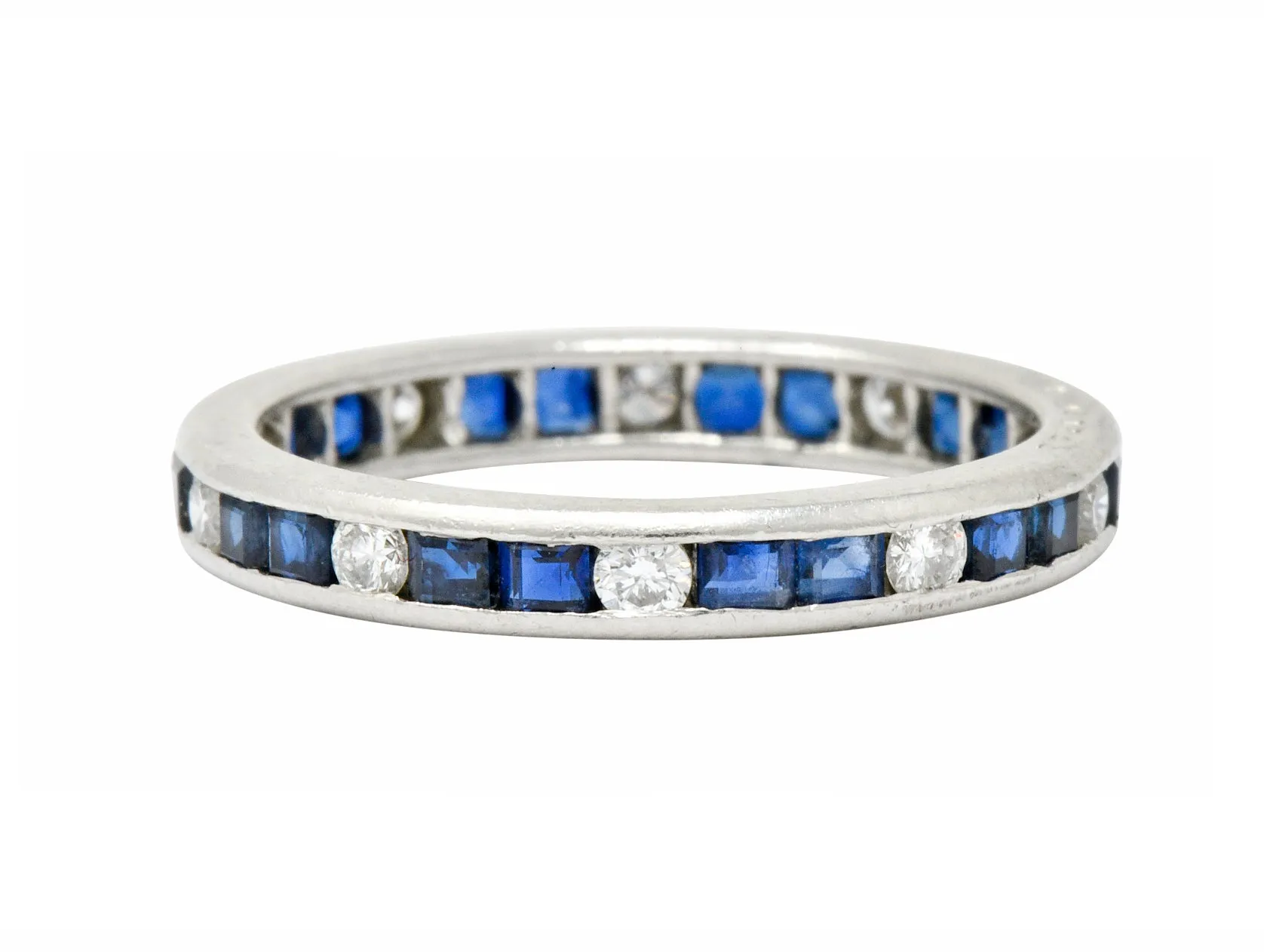 Oscar Heyman Brothers 1.10 CTW Sapphire Diamond Platinum Eternity Band Ring