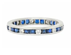 Oscar Heyman Brothers 1.10 CTW Sapphire Diamond Platinum Eternity Band Ring