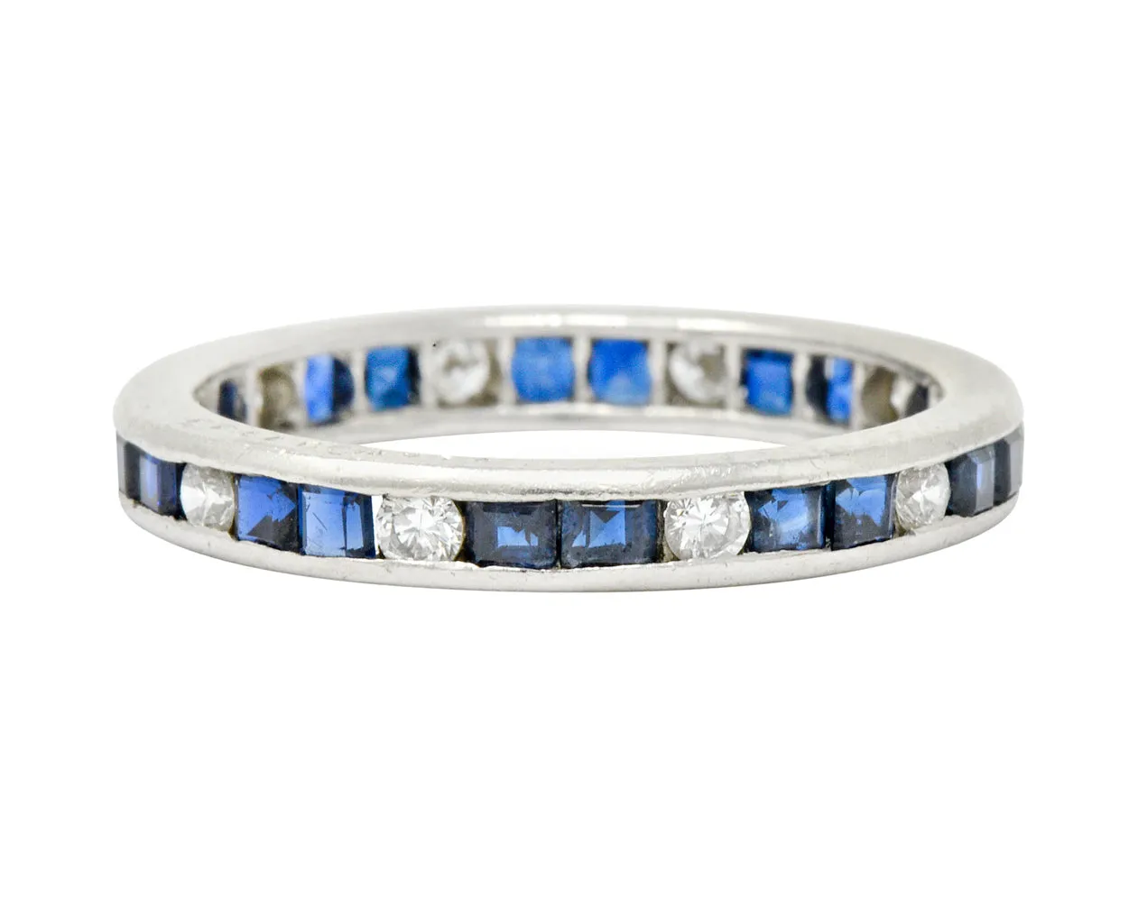 Oscar Heyman Brothers 1.10 CTW Sapphire Diamond Platinum Eternity Band Ring