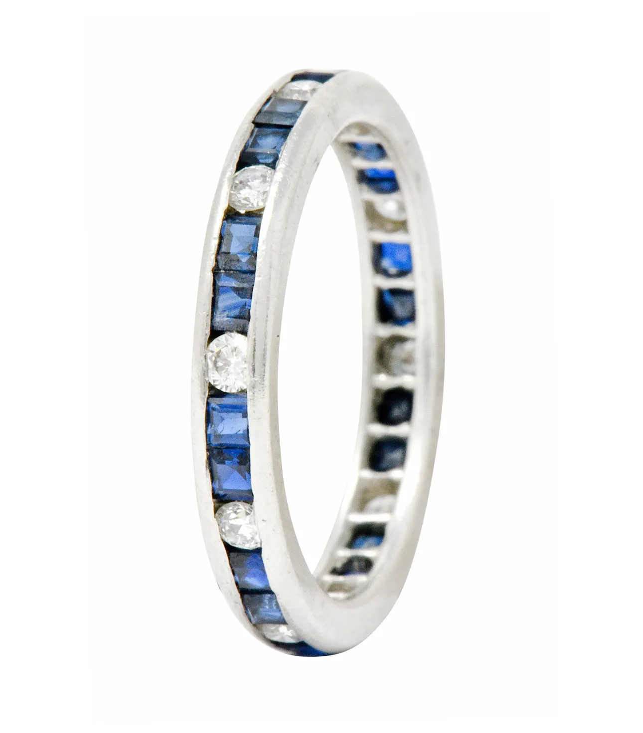 Oscar Heyman Brothers 1.10 CTW Sapphire Diamond Platinum Eternity Band Ring