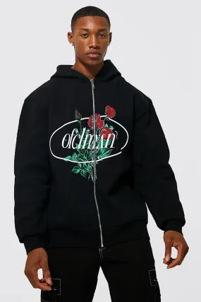 Oversized Ofcl Man Floral Zip Through Hoodie