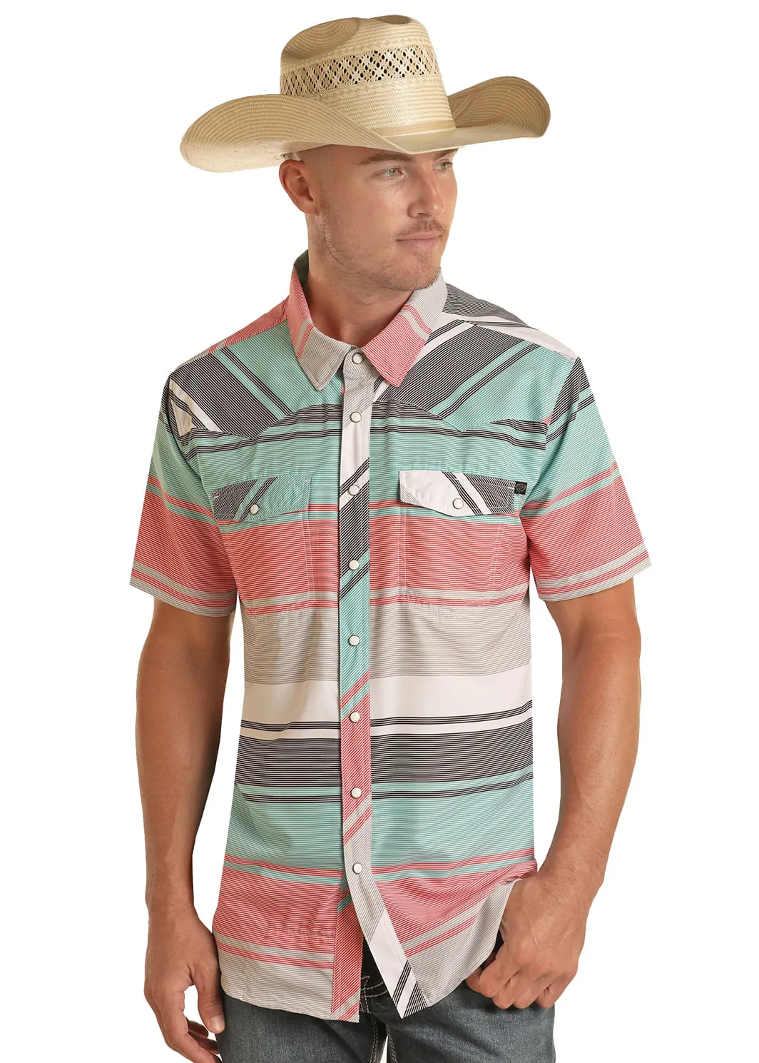 Panhandle Slim Mens White Tek Snap Short Sleeve Shirt