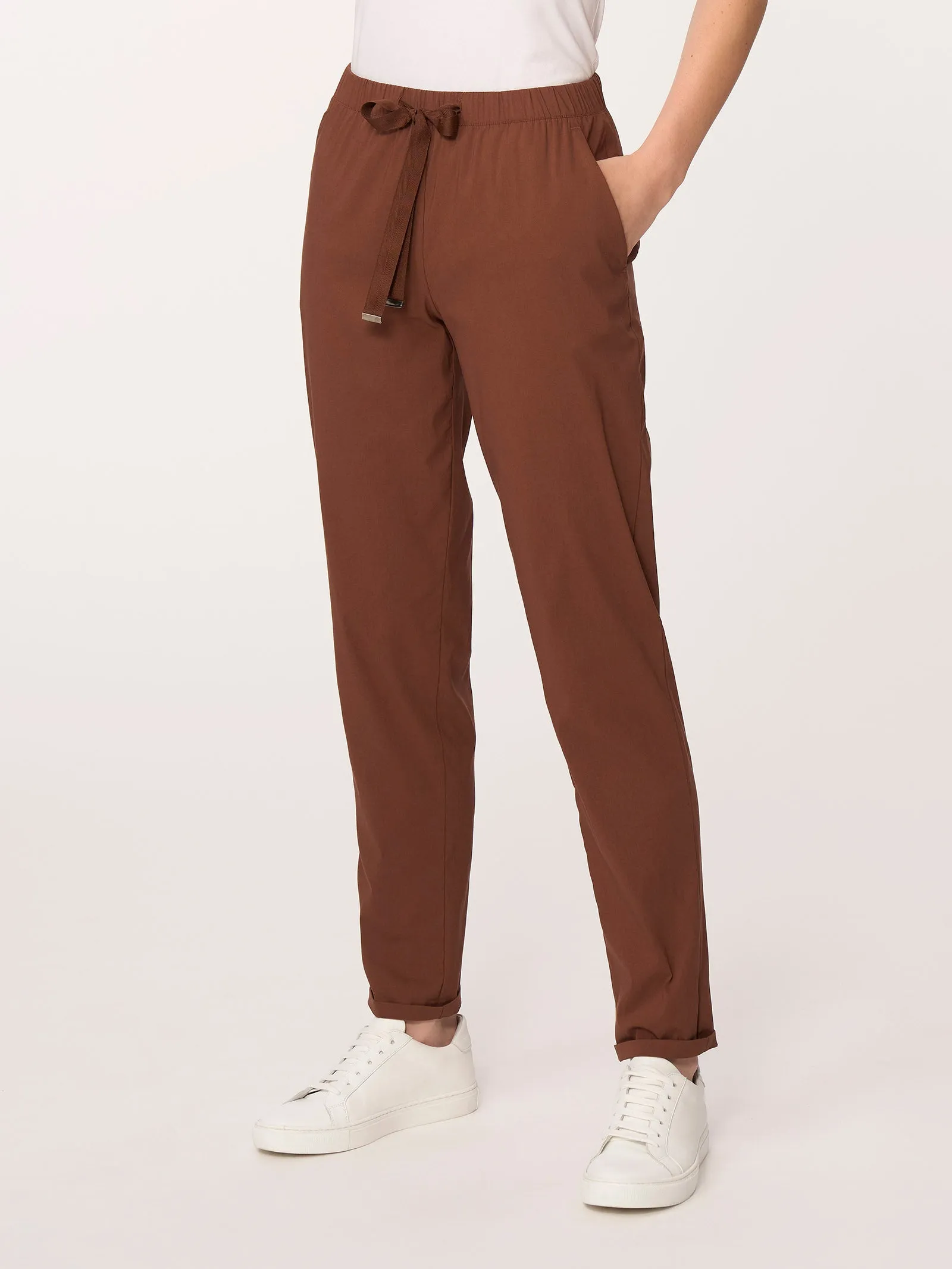 Pantalone Jogger con tasche in Super Fresh - Cappuccino