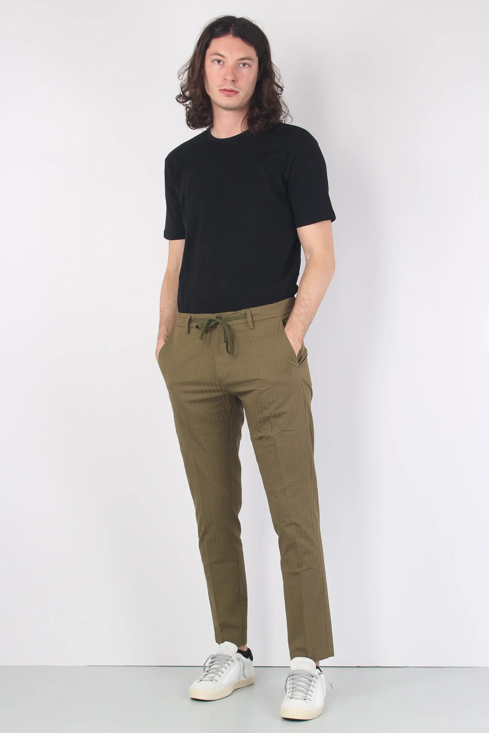 Pantalone Riga Tono Su Tono Military