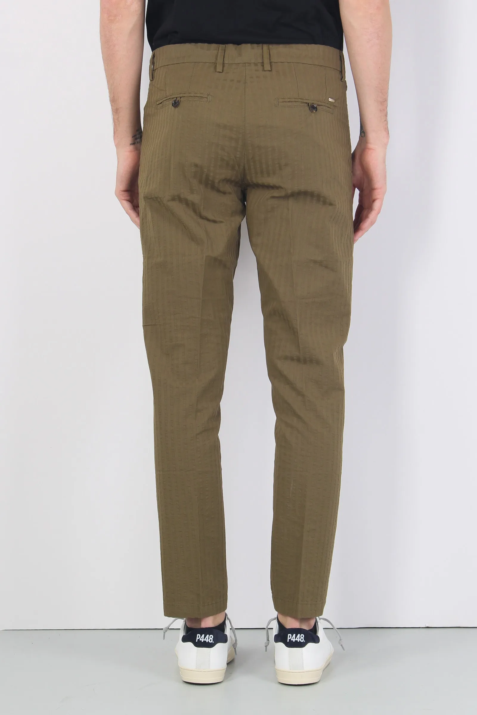 Pantalone Riga Tono Su Tono Military