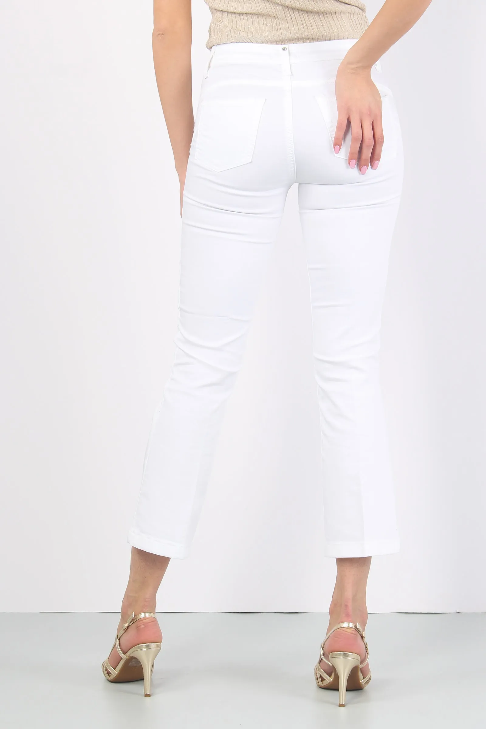 Pantalone Trombetta Tasche Fib Bianco Ottico