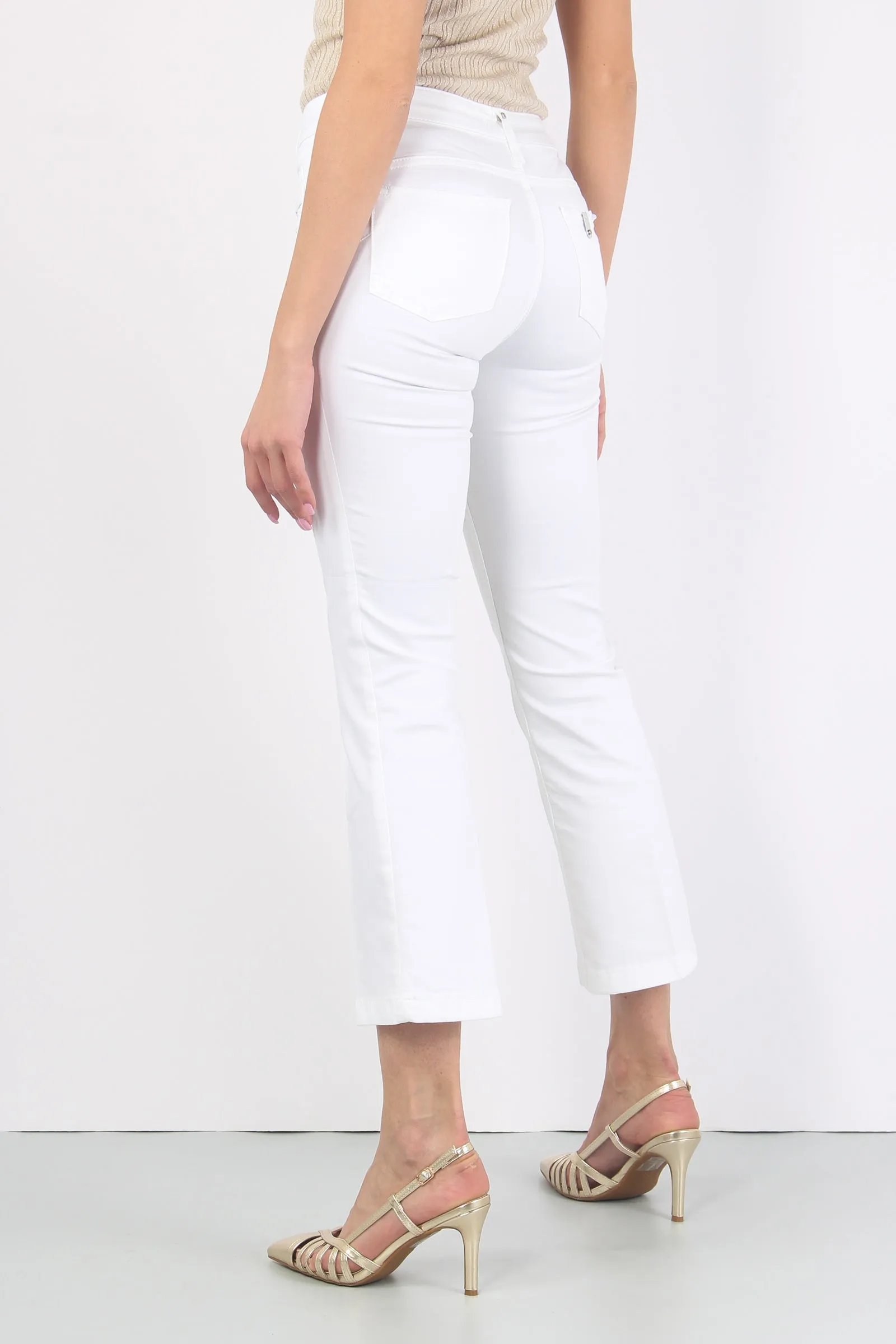 Pantalone Trombetta Tasche Fib Bianco Ottico