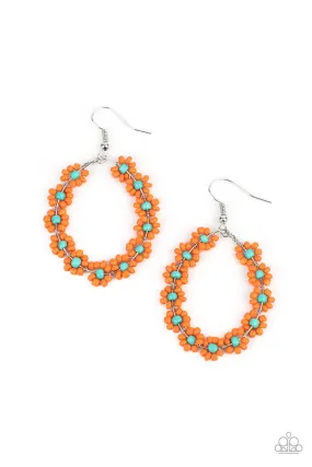 Paparazzi Festively Flower Child - Orange Earrings