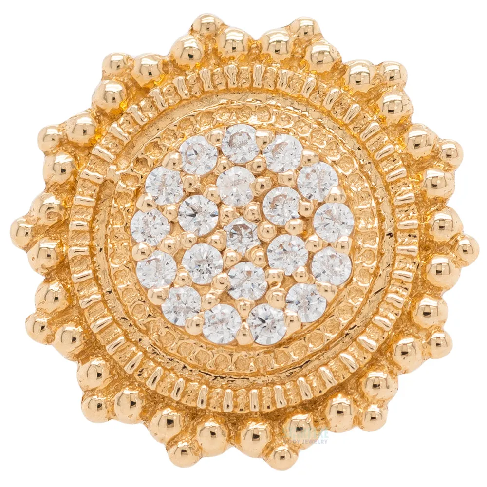 Parasol Threaded End in Gold with White CZ's