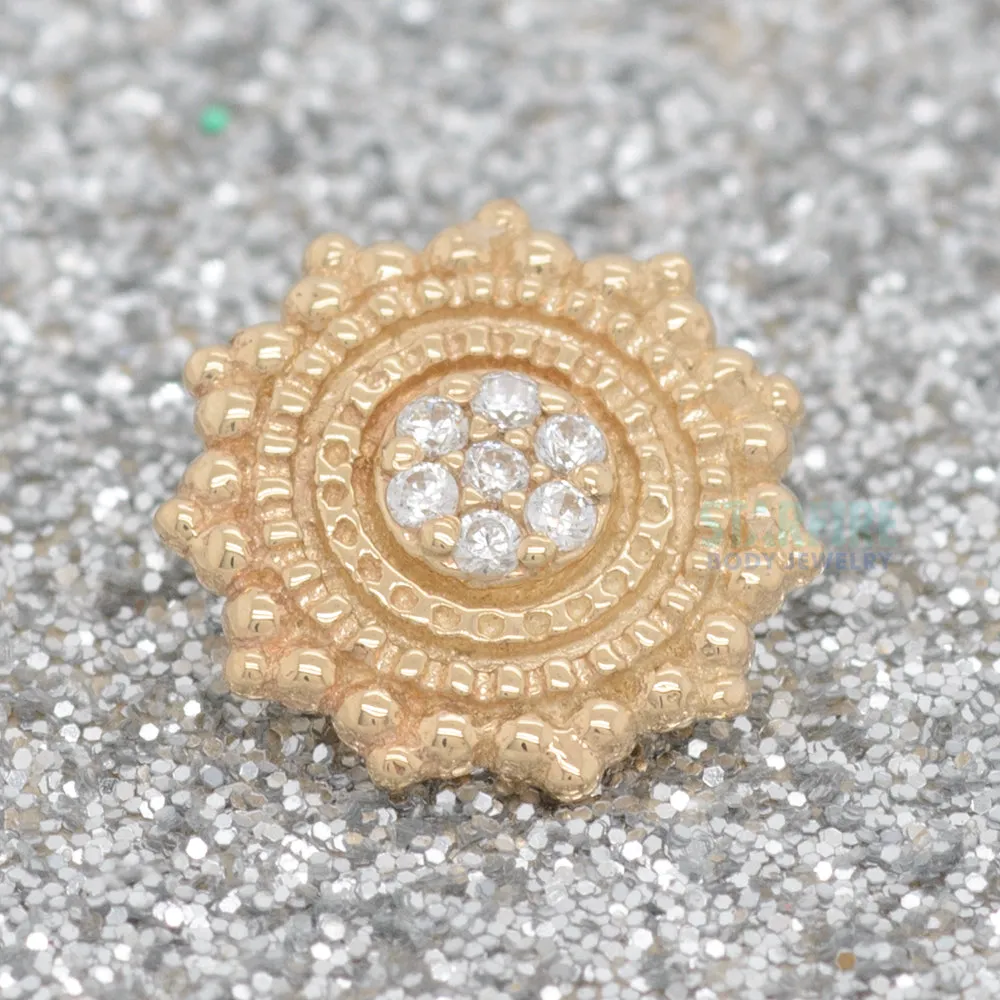 Parasol Threaded End in Gold with White CZ's