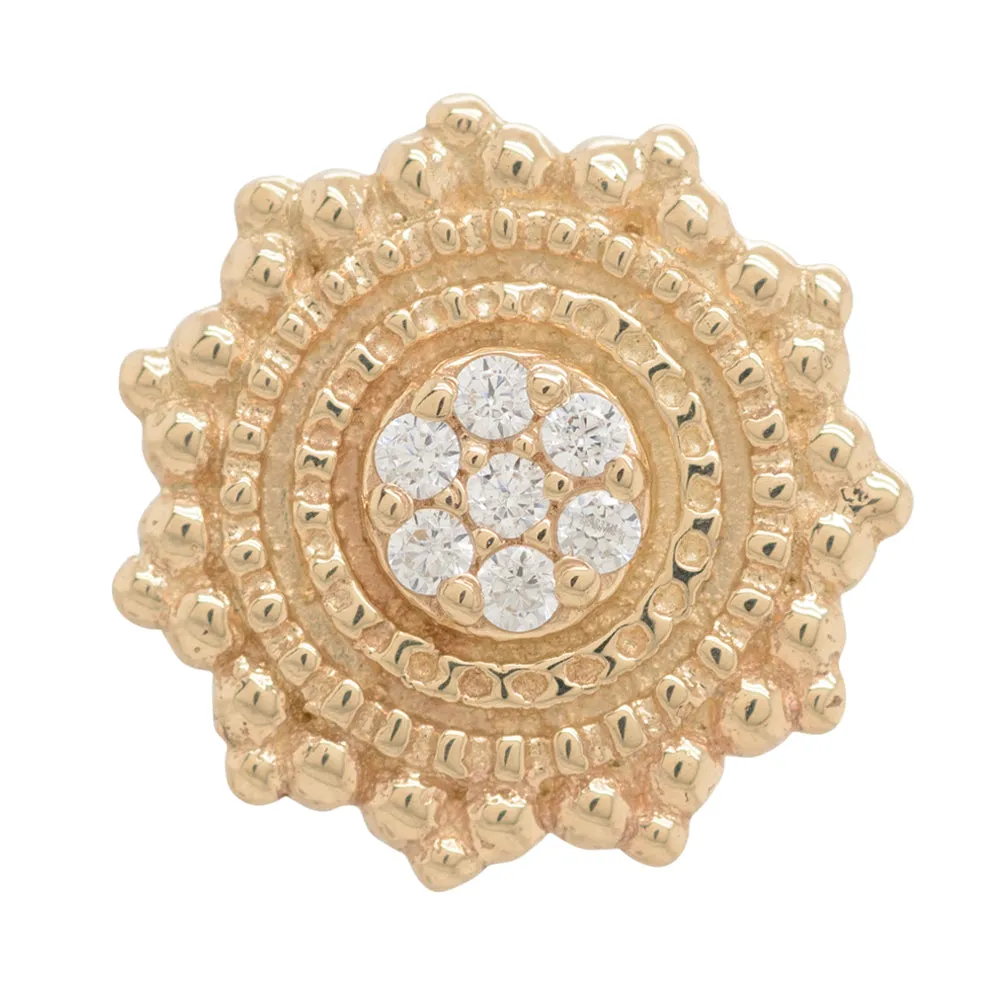 Parasol Threaded End in Gold with White CZ's