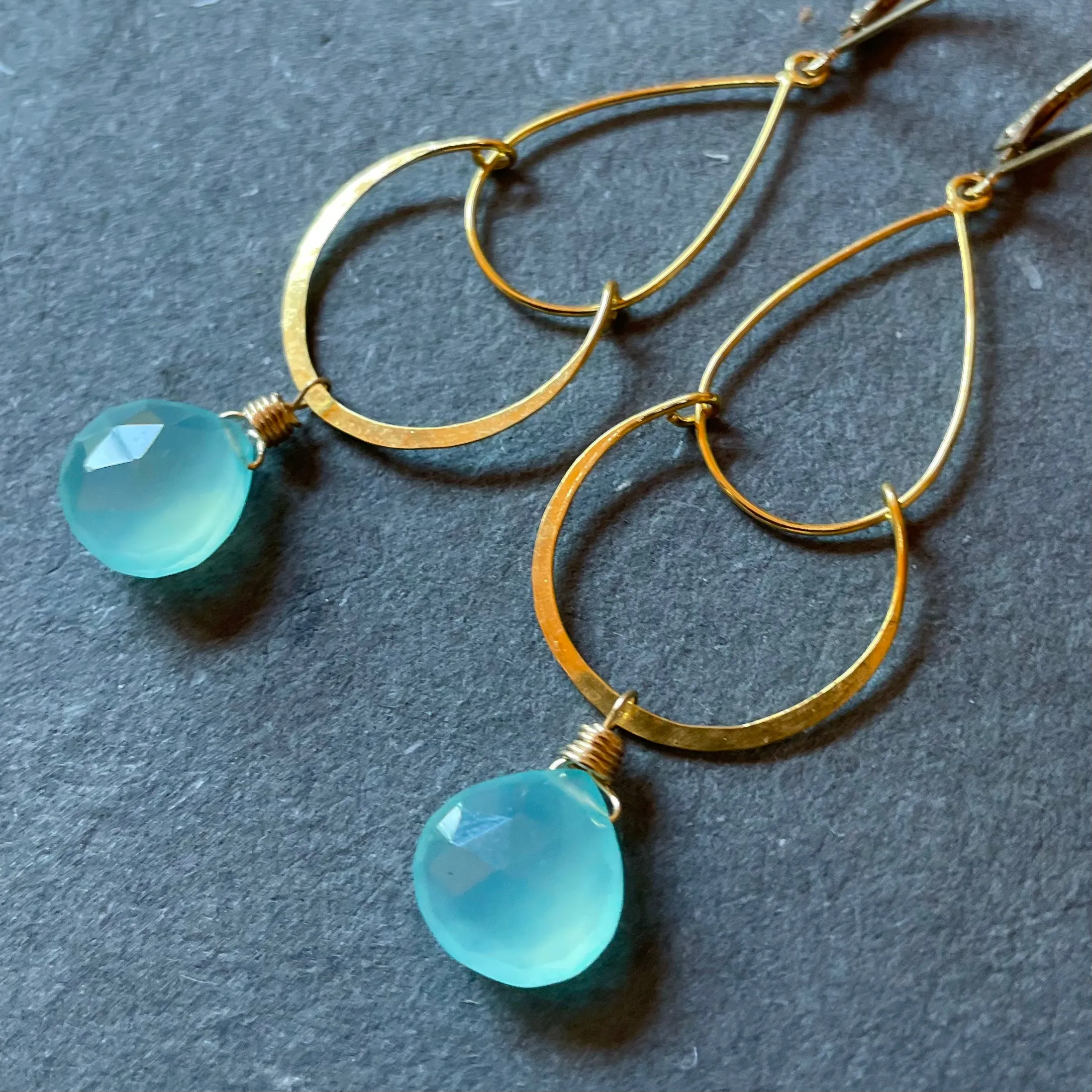 Peruvian Blue Chalcedony Hoop Earrings, earwire options