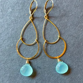 Peruvian Blue Chalcedony Hoop Earrings, earwire options