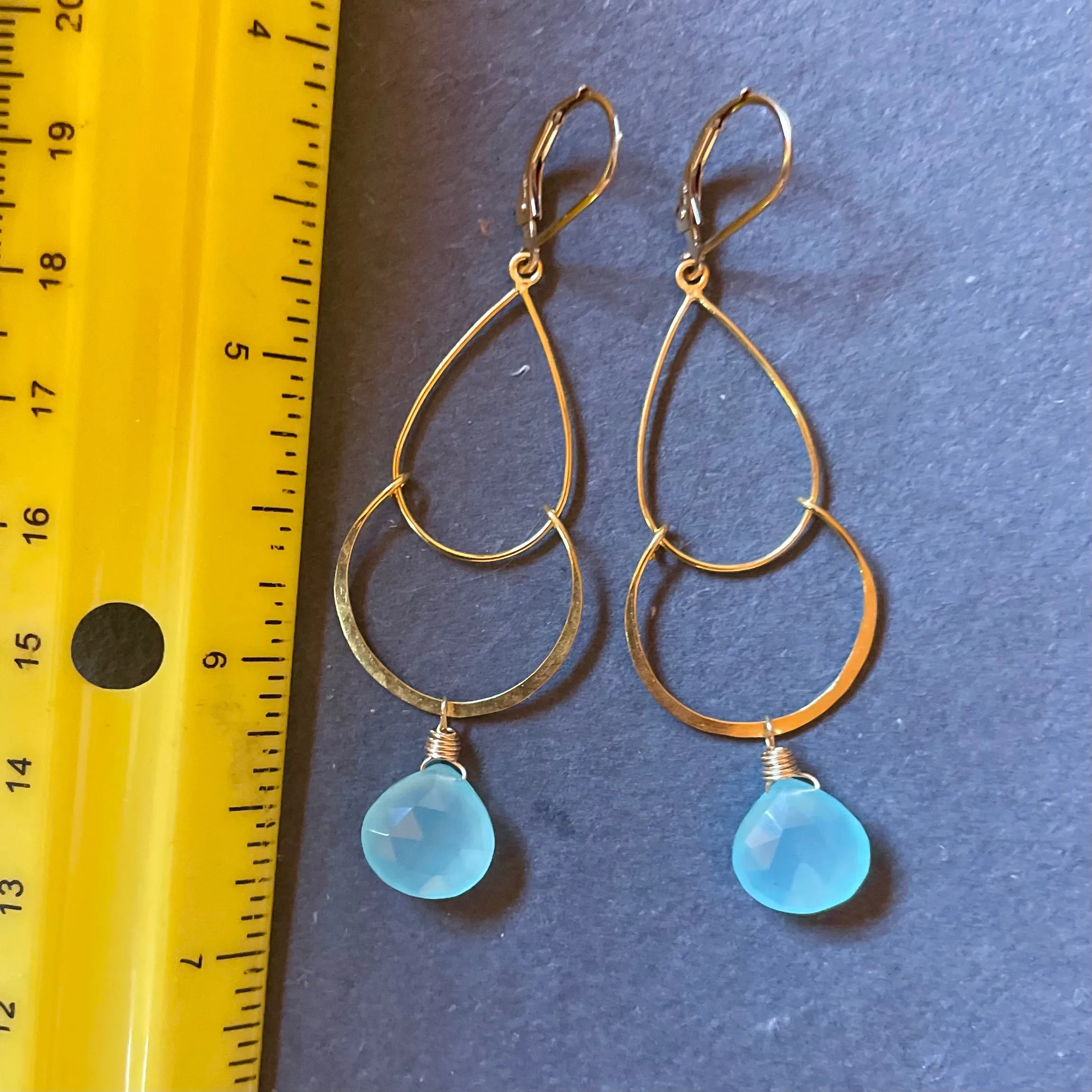 Peruvian Blue Chalcedony Hoop Earrings, earwire options