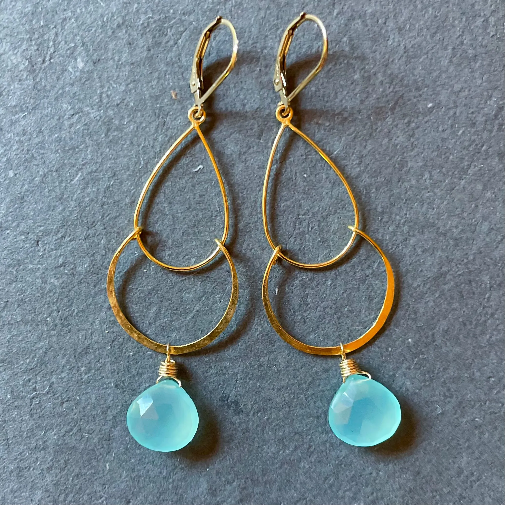 Peruvian Blue Chalcedony Hoop Earrings, earwire options