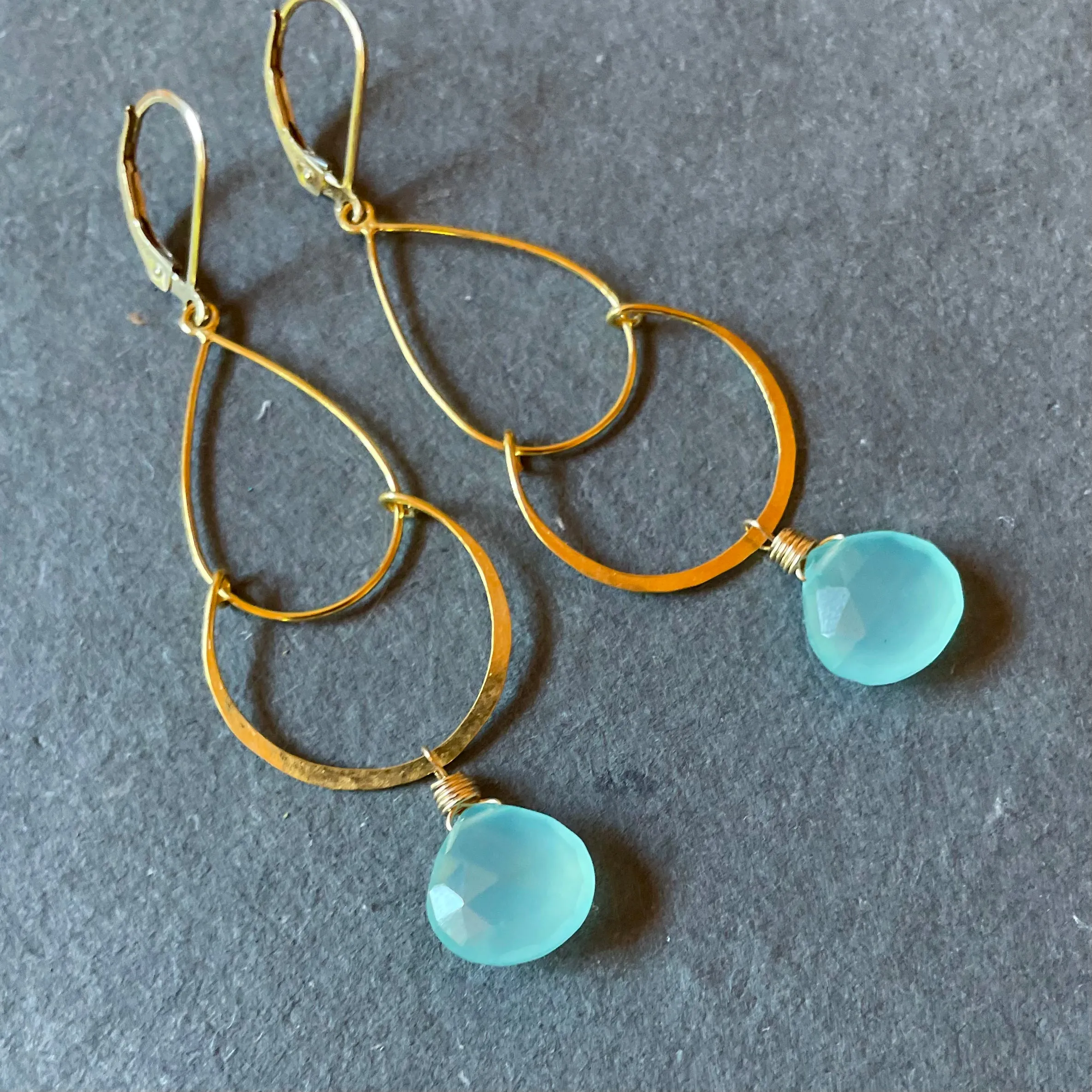 Peruvian Blue Chalcedony Hoop Earrings, earwire options