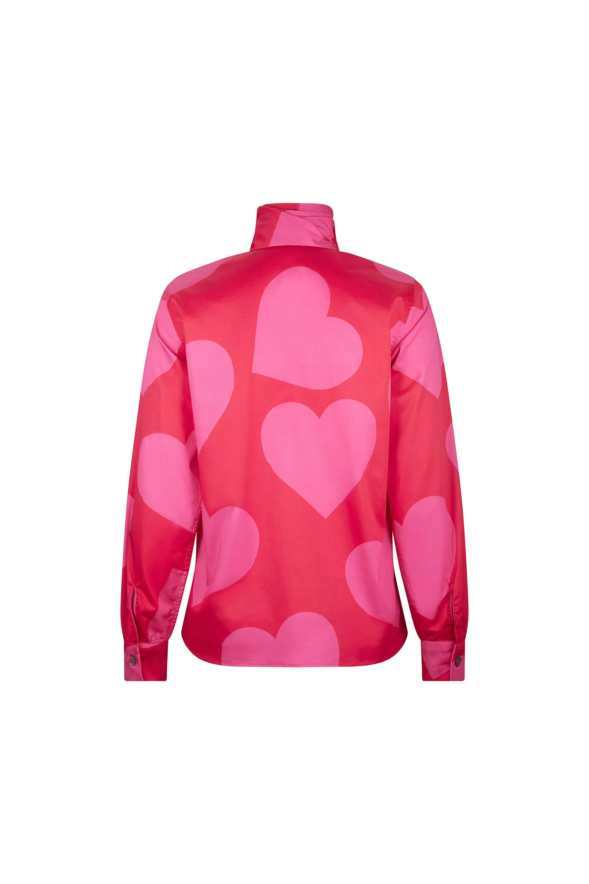 'PINKY RED HEARTS' SLIM KEITH TIE BLOUSE