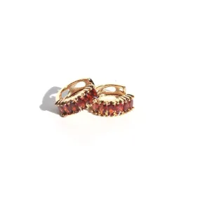 Queen Of The Foxes - Garnet Huggie Earrings Gold