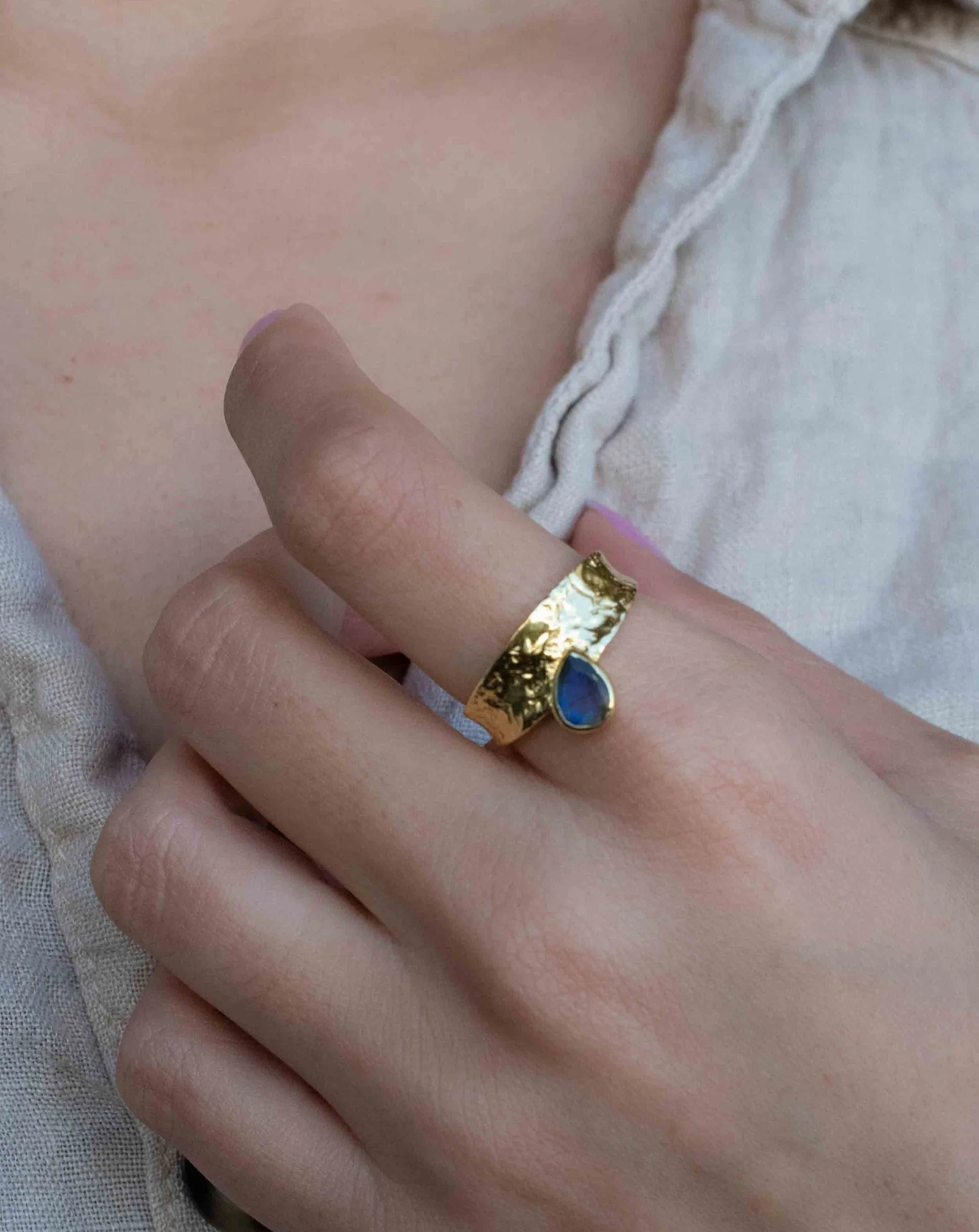 Rainbow Labradorite Ring * Gold Ring * Gemstone * Gold Plated * Statement *Bridal *Wedding * Natural  *Handmade * BJR291