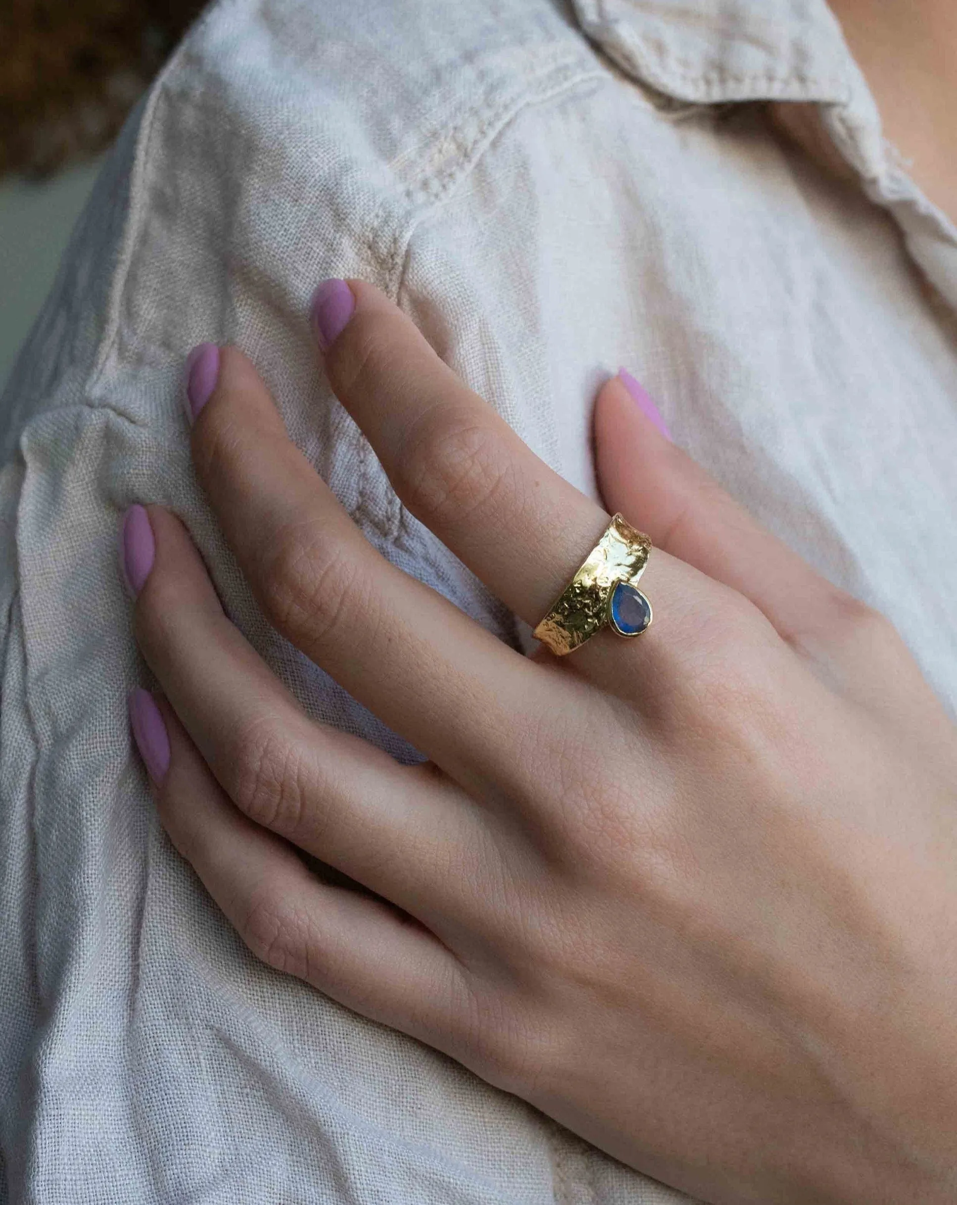 Rainbow Labradorite Ring * Gold Ring * Gemstone * Gold Plated * Statement *Bridal *Wedding * Natural  *Handmade * BJR291