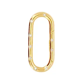 Rectangle 20x9mm Charm Holder Connector with Scattered Diamond 14K Gold R4568