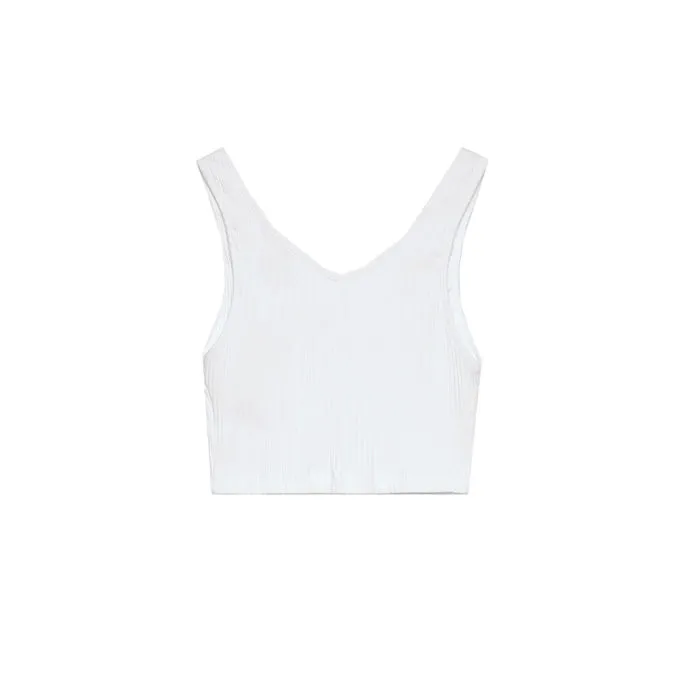 RIBBED TOP NECKLINE Woman White 