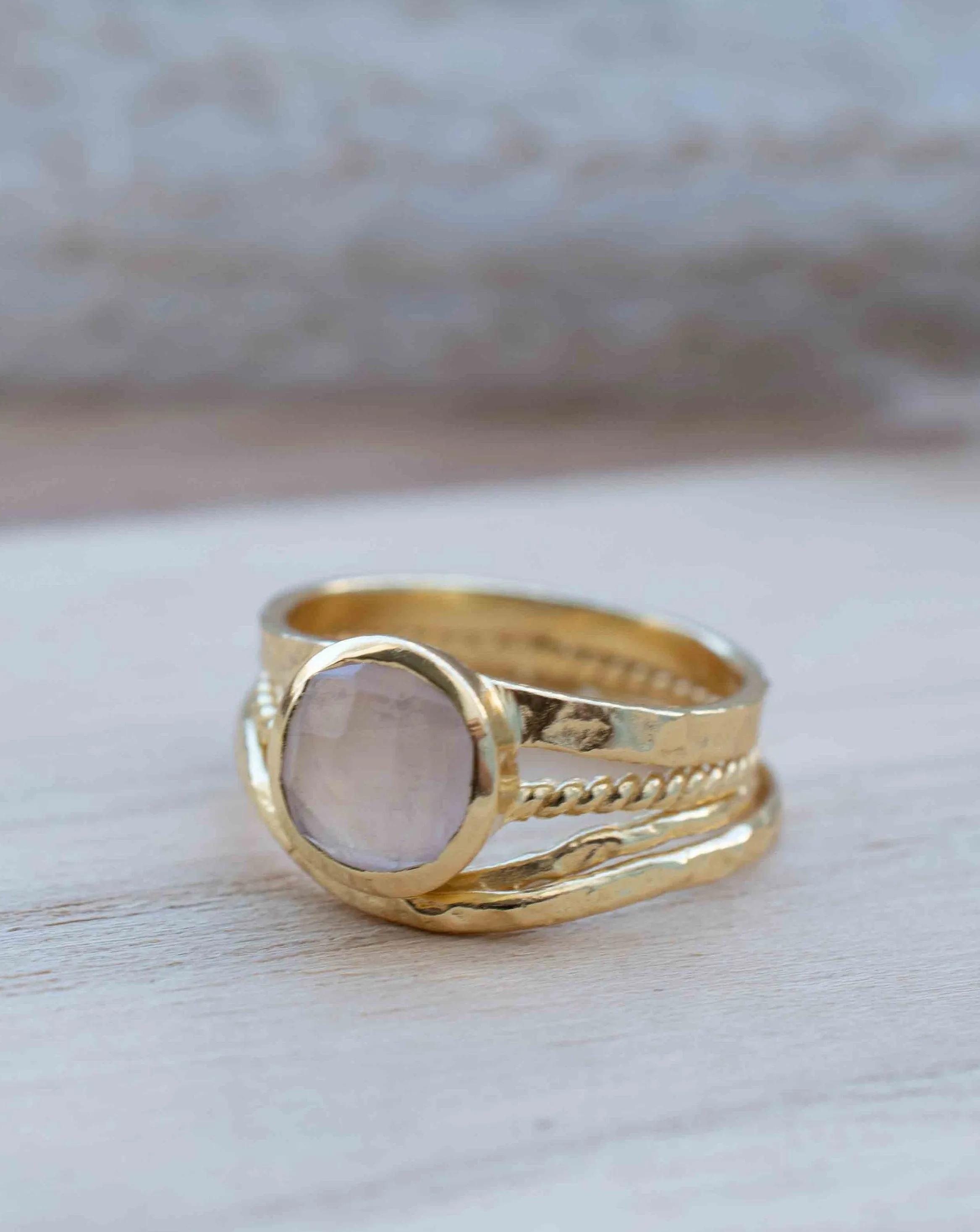 Rose Quartz Ring * 18k Gold Plated * BJR300