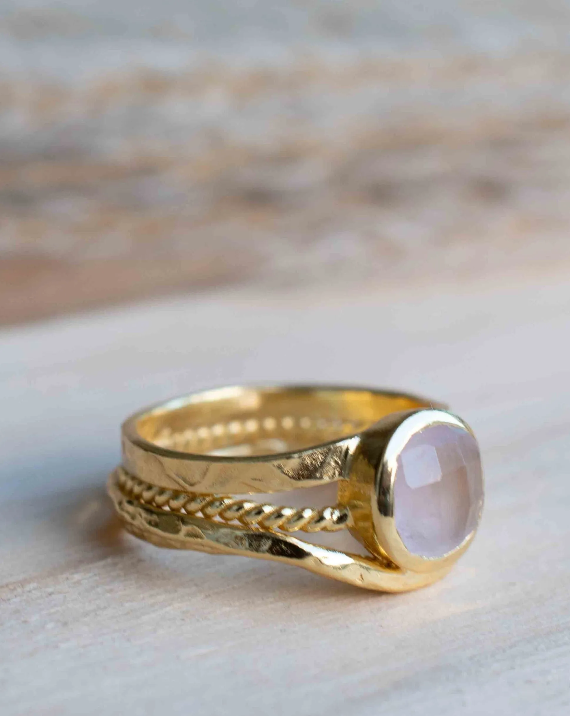 Rose Quartz Ring * 18k Gold Plated * BJR300