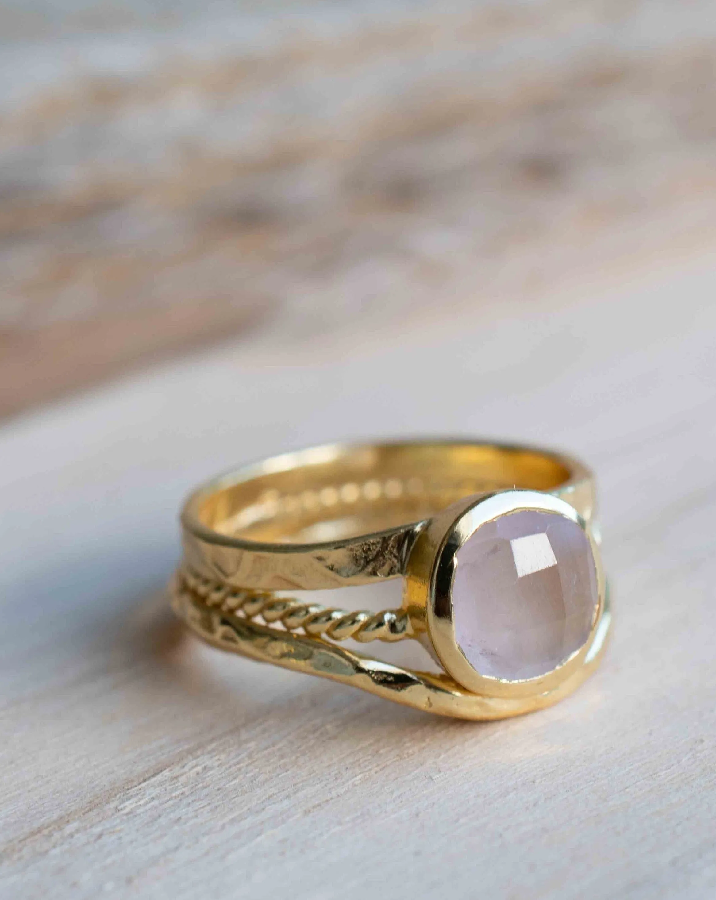 Rose Quartz Ring * 18k Gold Plated * BJR300