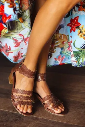 Seaside Leather Sandals in Vintage Brown